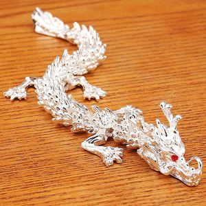 Statue de dragon argenté articulée en 3D OEM, figurine en laiton plaqué pour le Feng Shui et la décoration intérieure moderne - Product Image 3