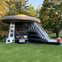 Château gonflable portable, en forme d'ovni, pour vaisseau spatial, avec toboggan