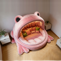 Sofá Cama de Peluche Gigante con Forma de Rana Rosa |   Sillón Extra Grande con Forma de Animal de Dibujos Animados con Luces LED |   Cueva Interior Acogedora para Niños y Adultos