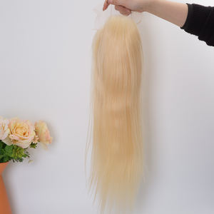 Toupet de cheveux bruts humains de haute qualité avec topper en dentelle complet adapté aux <span class=keywords><strong>personnes</strong></span> ayant un cuir chevelu sensible 613 # couleur blonde - Product Image 1