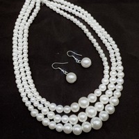Ensemble collier et boucles d'oreilles de perles multicouches créatives européennes et américaines Chaîne de chandail classique avec placage d'or pour les mariages