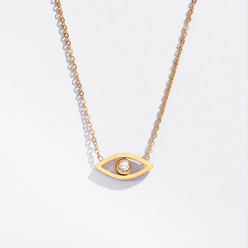 Joolim High End 18K PVD Gold Plated Cute Simple Cute CZ Eye Stainless Steel Pendant Necklace Fashion Jewelry