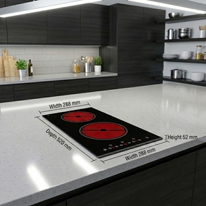 Table de cuisson <span class=keywords><strong>électrique</strong></span> encastrable à double zone de détection tactile 3000W avec <span class=keywords><strong>plaque</strong></span> vitrocéramique lisse - Product Image 2