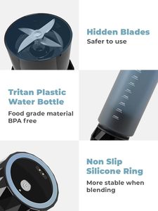 Blender portable 32 oz grande capacité, mini blender pour les smoothies et les milkshakes, blender personnel avec USB rechargeable - Product Image 4