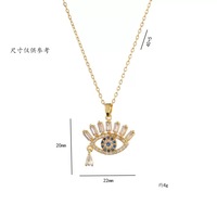 Collier pendentif goutte d'eau œil bleu en zircon coloré le plus vendu pour femme, en cuivre plaqué or 18 carats, chaîne de clavicule