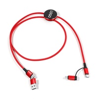 Câble USB 4-en-1 lumineux avec logo, charge rapide 60W Type-C vers Lightning et Micro USB, cadeau électronique personnalisé pour promotion d'entreprise