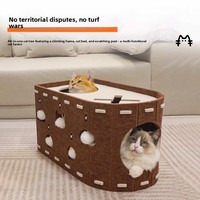 Lit pour chat respirant en feutre et griffoir tout-en-un, jouet pour chaton, nouvelle conception, maison pour chat à double couche, boîte en carton