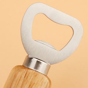 Abridor de Botellas de Cerveza de Acero Inoxidable con Mango de Madera y Logotipo Creativo, Abridor de Botellas de Madera Maciza para Uso Doméstico - Product Image 5