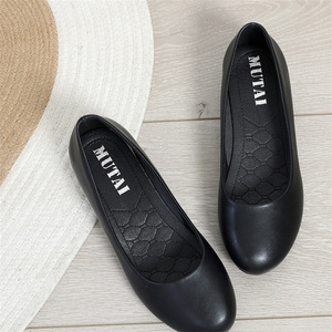 <span class=keywords><strong>Chaussures</strong></span> habillées à talon compensé pour femmes, noires, à enfiler, décontractées, pour le travail, vente en gros - Product Image 2