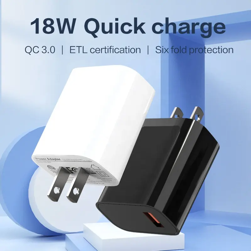 Großhandel 5V3A QC18W USB-Ladegerät individuelles Logo QC3.0 US Stecker-Wandladegerät mit ETL FCC für Mobiltelefon