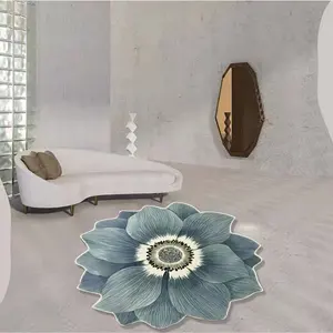 뜨거운 판매 3D 인쇄 꽃 라운드 카펫 독특한 디자인 거실 침실을위한 절묘한 고급 카펫