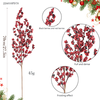 Spray de baies de Noël artificielles écologiques faites à la main avec baies rouges 70 cm pour couronne, guirlande, décoration, vente en gros