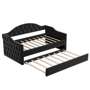 Sofá Cama Reclinable Moderno de Terciopelo con Botonaduras, Tamaño Individual, con Cama Nido y Puertos de Carga USB y Tipo-C para Sala de Estar y Uso Hotelero - Product Image 6