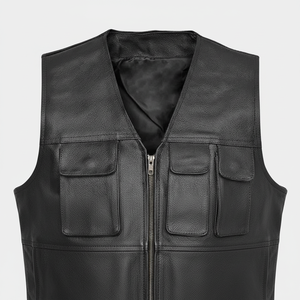 เสื้อกั๊กหนังแกะแท้สำหรับผู้ชาย, เสื้อกั๊กหนังแกะแท้ระบายอากาศได้ดีกันลมสำหรับฤดูหนาว - Product Image 1