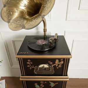 Gramófono de Madera Personalizado de Fábrica, Pintado a Mano con Aves, 3 Velocidades, BT, FM, con Bocina de Cobre Dorado, Reproductor de Discos de Alta Fidelidad - Product Image 6