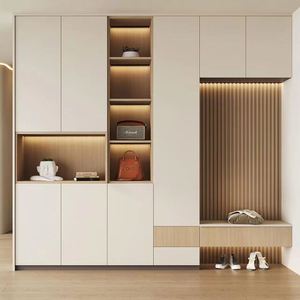 <span class=keywords><strong>Meuble</strong></span> de banc à chaussures en bois massif haut de gamme meubles sur mesure pour l'entrée du salon étagère à chaussures de séparation respectueuse de l'environnement - Product Image 1