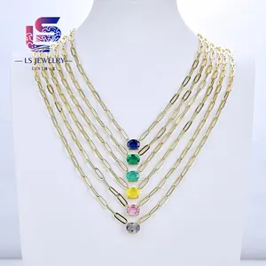 Multi-color Optional Cable Chain 7x9mm Oval Shape Lab Grown Sapphire 925 Sterling Silver Pendant Necklace