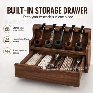 Nuevo soporte de madera para pipas, estante de exhibición portátil de madera maciza con sistema mortise y tenon para pipas, para uso doméstico y fumadores. - Product Image 2