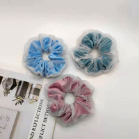 Élastique à cheveux en velours de cachemire coréen, double couche en maille dorée, pour femmes et enfants, style doux, pour festival