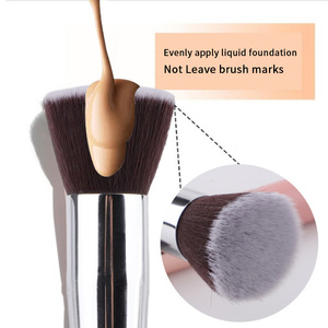 <span class=keywords><strong>Pinceau</strong></span> de fond de teint plat pour le visage en or rose avec logo personnalisé en gros, maquillage en cheveux synthétiques sans cruauté <span class=keywords><strong>Kabuki</strong></span> personnalisé - Product Image 4