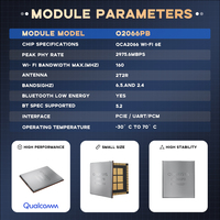 Module Wifi6 Qogrisys O2066PB, chipset Qualcomm, IEEE 802.11ax, 13.0x15.0x2.3mm, -30~70 ° Interface c Pcie pour IPTVOTT/DVR/POS