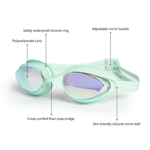 แว่นตาว่ายน้ำ YL1100 สายซิลิโคน แว่นตาว่ายน้ำสำหรับการแข่งขัน เลนส์กันฝ้า  พร้อมที่ครอบจมูกในตัว สำหรับผู้ใหญ่ - Product Image 6