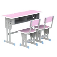 Vente en gros OEM pieds détachables en métal personnalisés ensemble de bureaux et de chaises double places pour salle de classe d'école et lycée