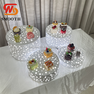 SMOOTH white metal Illuminated round dessert table Dessert Stand Display Stand Wedding Cake Stand - Product Image 5