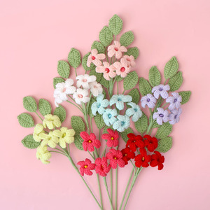 Ramo de flores artificiales de naranja simulado, hecho a mano con hilo de ganchillo, de 5 cabezas, para arreglos florales en jarrones. - Product Image 1