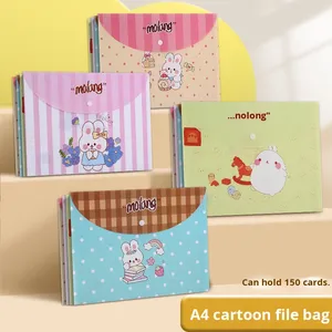 A4 <span class=keywords><strong>sac</strong></span> de documents de dessin animé mignon pour étudiant avec bouton-pression <span class=keywords><strong>sac</strong></span> de papier de test épaissi de bureau d'archives de stockage simple en PP - Product Image 1