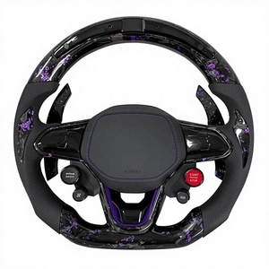 Volante Deportivo de Fibra de Carbono Forjado con Cuero, Luces LED de Cambio de Marcha Rojas, Compatible con VW Passat CC Golf <span class=keywords><strong>GTI</strong></span>/R MQB Evo - Product Image 5