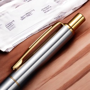 Bạc màu bút bi với xiên kim loại Clip mới khá tốt Thiết kế khuyến mại bấm vào bút 1.0 mét văn bản Chiều rộng - Product Image 3