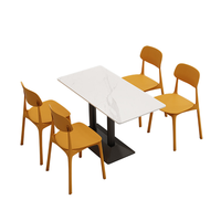 Vente flash, prix bas, ensemble table et chaises de restaurant, cantine, table en plastique durable, chaise en pierre frittée pour utilisation en cantine