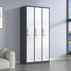 Freestanding Modern Steel 3-<b>Door</b> Wardrobe Locker with Metal Closet and Clothes Storage - Product Image 1