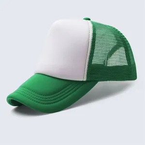 Sombreros con logotipo bordado personalizado, gorra de camionero de espuma de malla en blanco, alta calidad