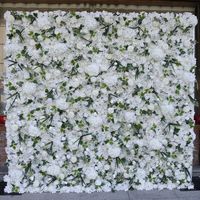 Toile de fond en tissu enroulable avec fleurs artificielles en soie 3D à dégradé personnalisé pour la décoration de mariage, de fête ou d'événement