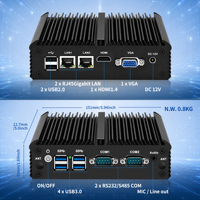 Mini PC industrial sin ventilador CWWK C8 J4125, 2 x Gigabit LAN, doble RS232/RS485 COM, mPCIe, SATA, 6 USB, miniordenador microembebido.