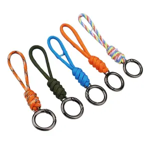 Wholesale Promotional Keychain Lanyard Anti-lost Fastened Ring Key Anti-drop Quick Release Buckle Woven Paracord Keychain