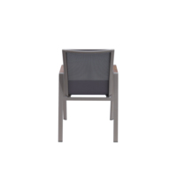 Fauteuils de patio pour hôtel et villa, chaise de salle à manger d'extérieur en Teslin avec cadre en aluminium et accoudoirs en bois plastique pour jardin, terrasse et café
