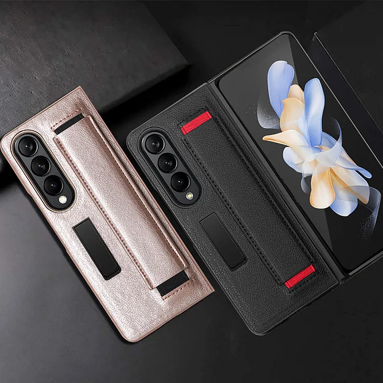 Drop-resistant Kickstand Holder Cover For Samsung Galaxy Z Fold 5 Leather Phone Case