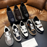 Sneakers en cuir à panneaux de luxe style Old Money, chaussures décontractées épaisses et amortissantes de créateur