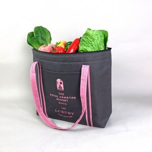 Bolsa de transporte de comida plegable, bolsa de compras con aislamiento térmico de gran tamaño para almuerzo impermeable, bolsa de almuerzo de lona aislada - Product Image 3