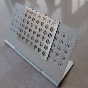 Серебряный цвет металлический алюминиевый складной вечный Настольный календарь подарок - Product Image 5