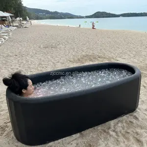 black inflatable ice bath tub factory supplier portable ice barrel come with water chiller optional