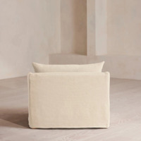 Fauteuil moderne en tissu beige crème pour salon, mobilier contemporain minimaliste, fauteuil lounge avec housse amovible et lavable