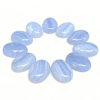 Pierre précieuse XL naturelle polie 18*25MM Agate bleue dentelle taille ovale cabochon pierres précieuses lâches avec jeu de couleurs pour la fabrication de bijoux