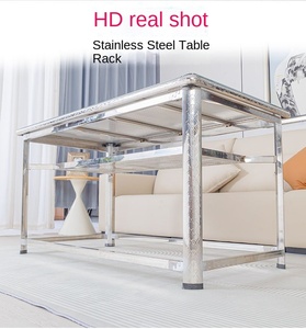 Tavolo da pranzo in acciaio inossidabile Set di lusso ovale tavolino da caffè regolabile unità TV <span class=keywords><strong>Smart</strong></span> tavolino per casa campeggio da pranzo caffè - Product Image 2