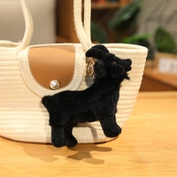 Porte-clés réaliste en peluche de chèvre, mini pendentif de sac en peluche de mouton noir et blanc avec fermoir métallique pour la décoration de sac à dos