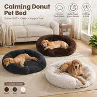 Warmes Plüsch-Hundebett Rundes Flauschiges Beruhigendes Donut-Haustierkissen Waschbar Abnehmbar Rutschfest Weich Bequem Winter-Nest