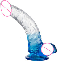 Dildo de TPE de 8 Pulgadas con Potente Ventosa, Impermeable, Ecológico, Colorido, Suave y Realista, Estimulador de Punto G, Juguete Sexual para Mujeres Adultas